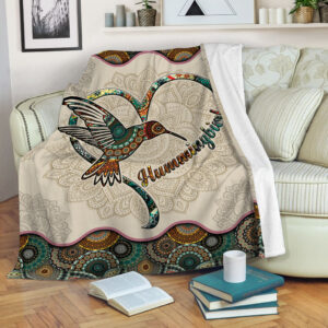 Hummingbird Heart Vintage Mandala Fleece Throw Blanket&hellip;
