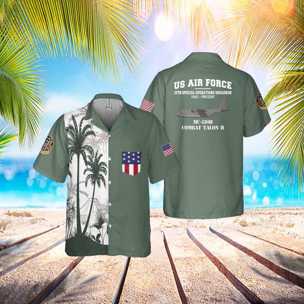 Hurlburt Field, Florida, Us Air Force 15th Special Operations Squadron Mc-130h Combat Talon II Pocket Hawaiian Shirt – Hawaiian Outfit For Men