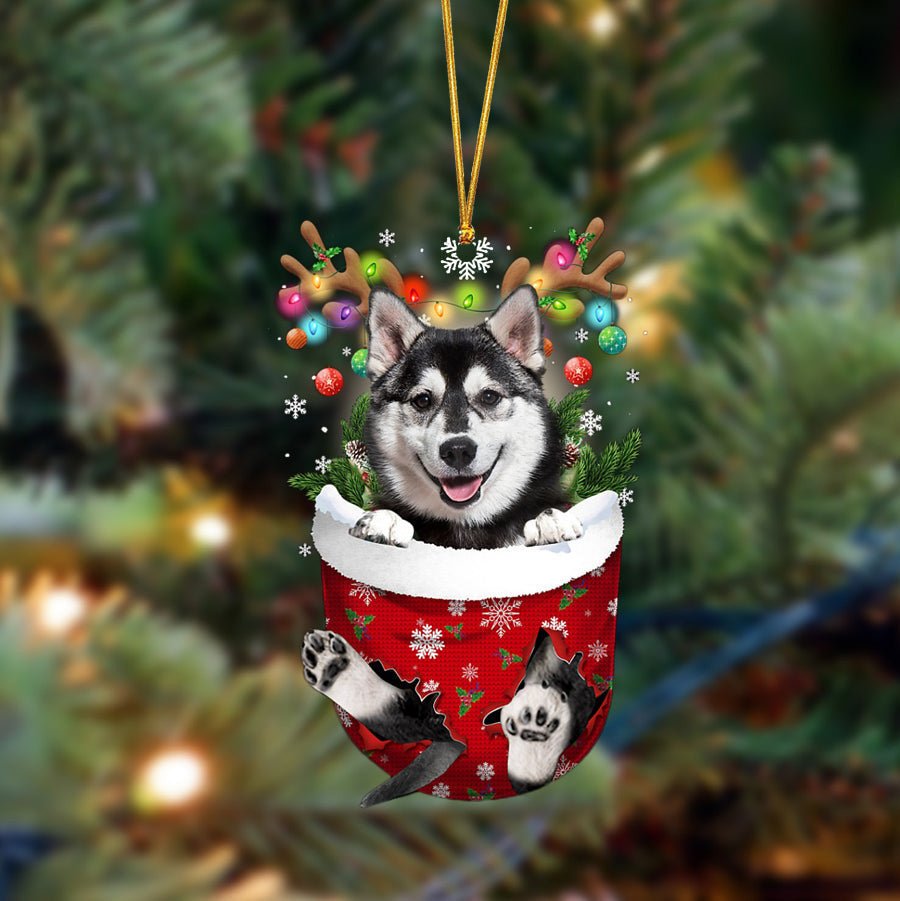 Husky-In Christmas Pocket Two Sides Christmas Plastic Hanging Ornament – Dog Memorial Gift Husky-In Christmas Pocket Two Sides Christmas Plastic Hanging Ornament – Dog Memorial Gift