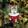 Husky  In Snow Pocket Christmas Ornament – Christmas Gift For Friends – Flat Acrylic Dog Ornament