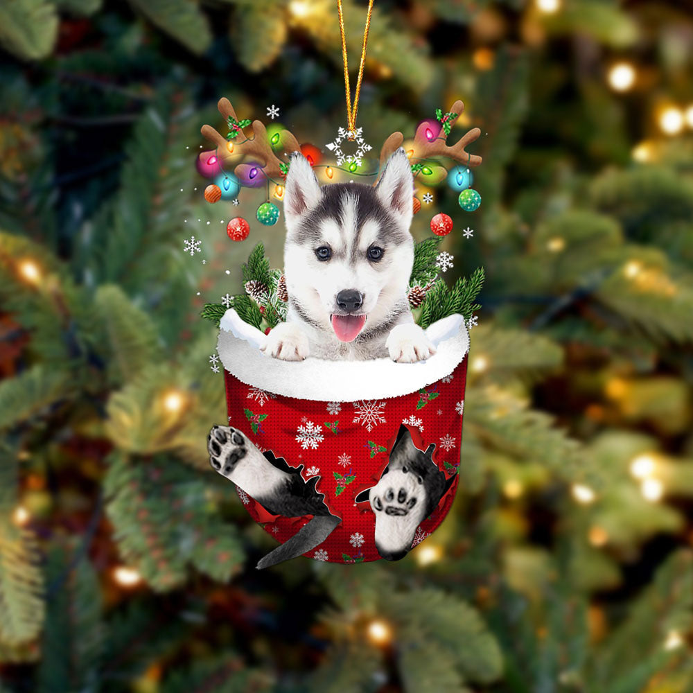 Husky In Snow Pocket Christmas Ornament – Ornaments Hanging Gift – Flat Acrylic Dog Ornament Husky In Snow Pocket Christmas Ornament – Ornaments Hanging Gift – Flat Acrylic Dog Ornament