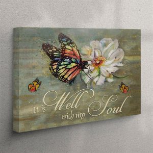 It Is Well With My Soul Canvas Wall Art Butterfly Flowers Christian Canvas Wall Art Christian Wall Art Canvas rjoky0.jpg
