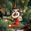 Husky-Sit On The Book Two Sides Christmas Plastic Hanging Ornament – Funny Ornament
