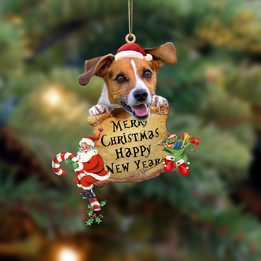 Jack Russell Terrier-Christams & New Year Two Sided Christmas Plastic Hanging Ornament Jack Russell Terrier-Christams & New Year Two Sided Christmas Plastic Hanging Ornament