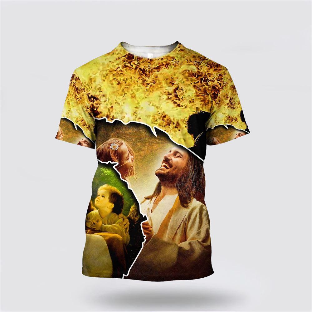 Jesus And Baby Jesus All Over Print 3D T Shirt – Gifts For Christians Jesus And Baby Jesus All Over Print 3D T Shirt – Gifts For Christians