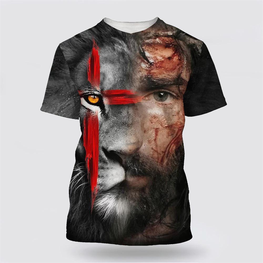 Jesus And Lion All Over Print 3D T Shirt – Gifts For Christians Jesus And Lion All Over Print 3D T Shirt – Gifts For Christians