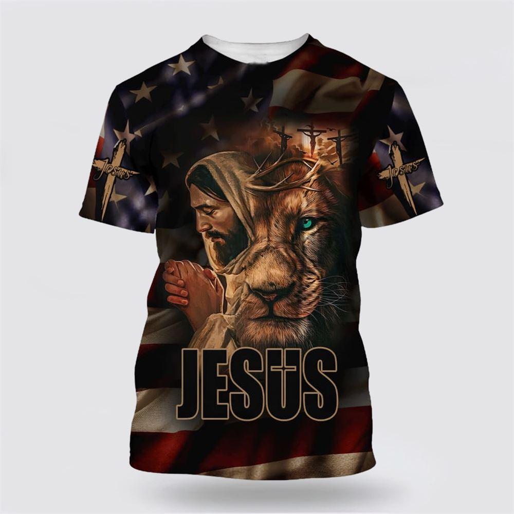 Jesus And The Lion All Over Print 3D T Shirt – Gifts For Christians