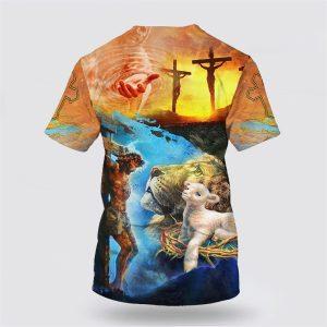 Jesus Christ Crucified Lion And The Lamb All Over Print 3D T Shirt Gifts For Christians 2 pghuct.jpg
