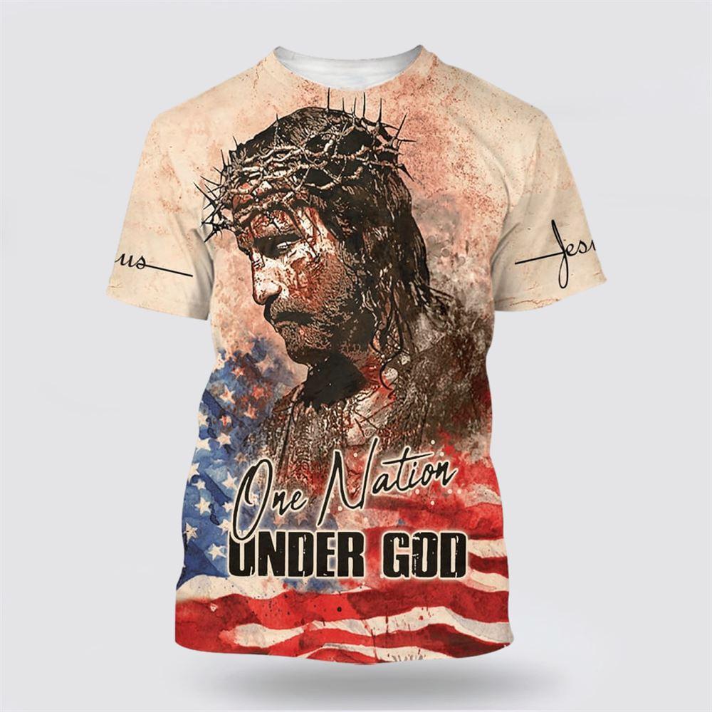 Jesus Christ One Nation Under God All Over Print 3D T Shirt – Gifts For Christians