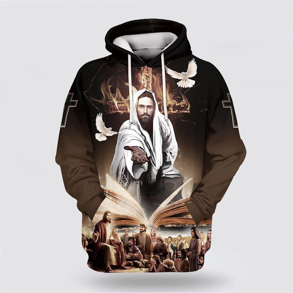 Jesus God Bible And Dove Hoodies Jesus All Over Print 3D Hoodie – Gifts For Christian Families