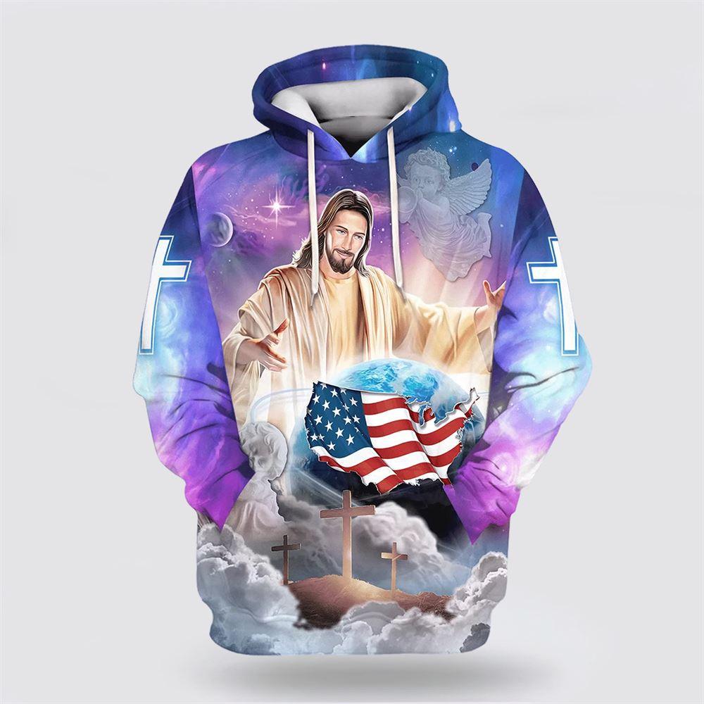 Jesus Hands Holding Earth Christian American Flag All Over Print 3D Hoodie – Gifts For Christian Families Jesus Hands Holding Earth Christian American Flag All Over Print 3D Hoodie – Gifts For Christian Families