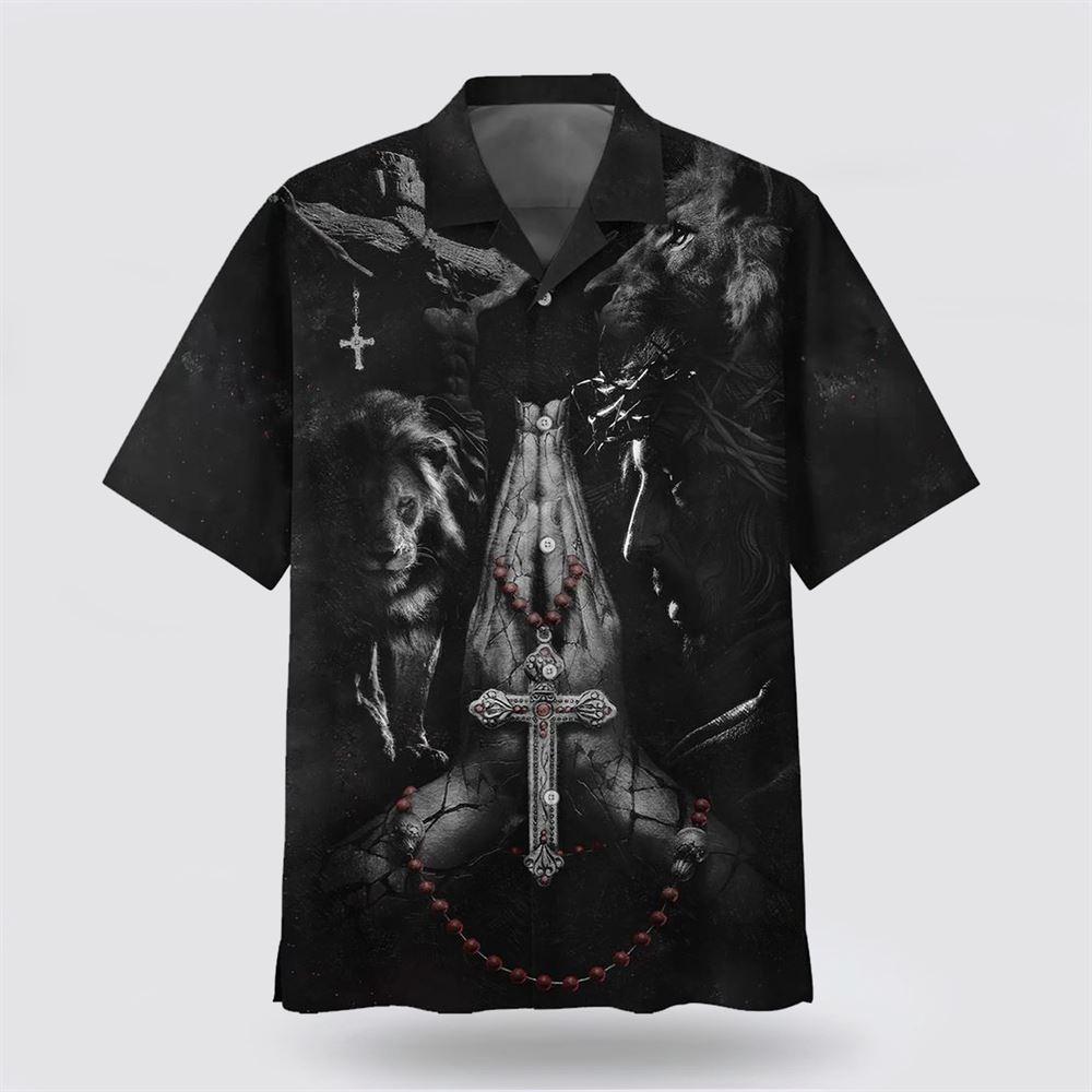 Jesus Hands Praying Lion Hawaiian Shirts – Gifts For Christians