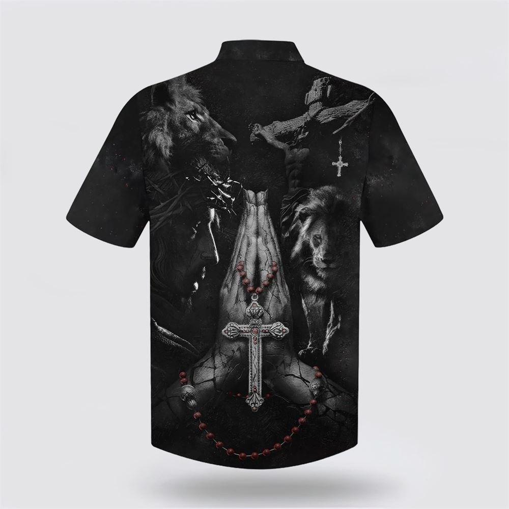 Jesus Hands Praying Lion Hawaiian Shirts – Gifts For Christians