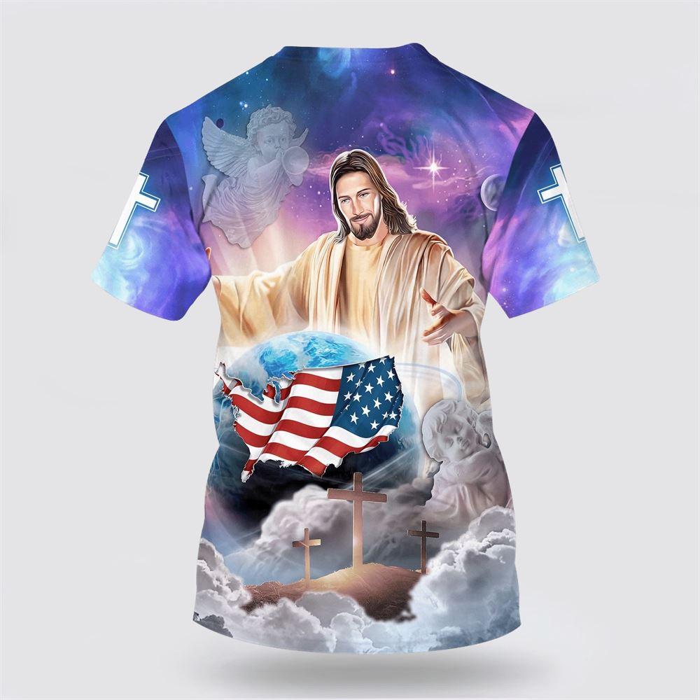 Jesus Holding The Earth All Over Print 3D T Shirt – Gifts For Christian Friends