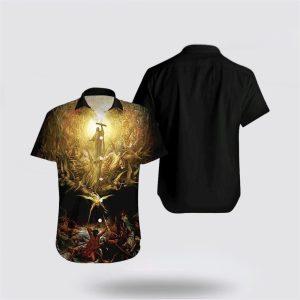 Jesus Holy Light Angels Black Hawaiian Shirt&hellip;