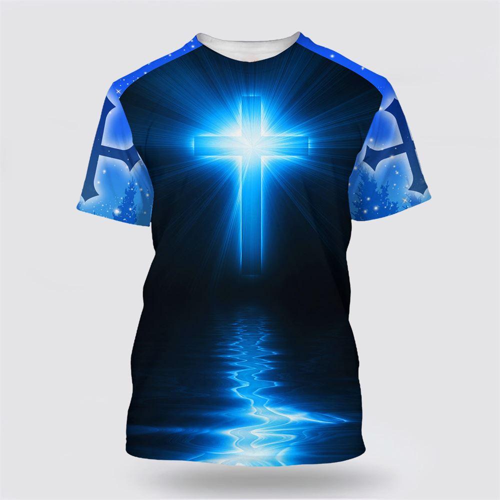 Jesus Is My God My King My Lord Lion Cross Light All Over Print 3D T Shirt – Gifts For Christian Friends