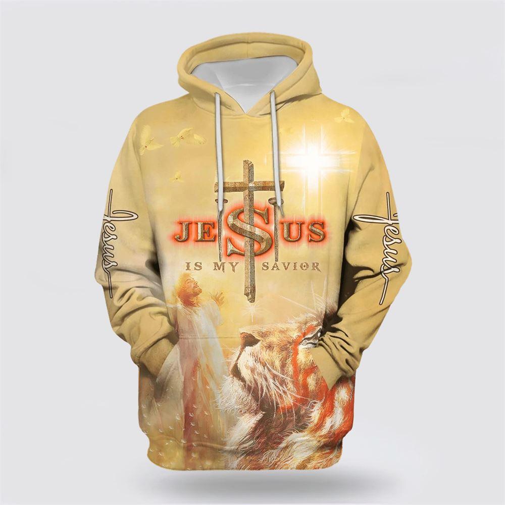 Jesus Is My Savior Jesus And Lion All Over Print 3D Hoodie – Gifts For Christian Families