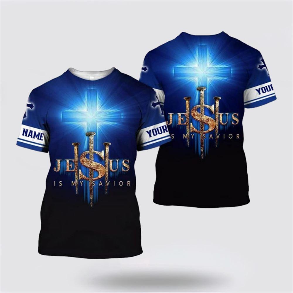 Jesus Is My Savior Light Cross All Over Print 3D T Shirt – Gifts For Christian Friends