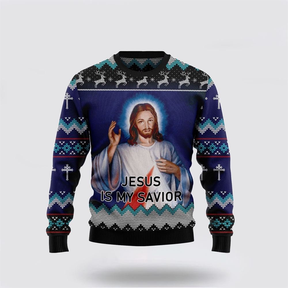 Jesus Is My Savior Ugly Christmas Sweater – Gifts For People Who Love Jesus