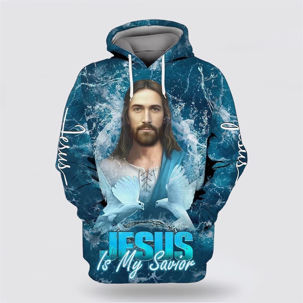 Jesus Is My Savior Water All Over Print Hoodie Shirt – Gifts For Christian Families