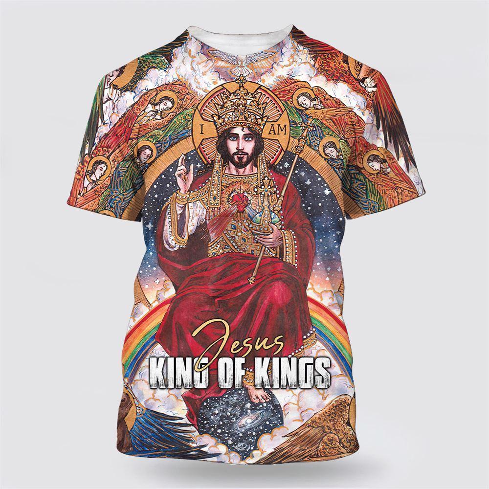 Jesus King Of Kings All Over Print 3D T Shirt – Gifts For Christian Friends