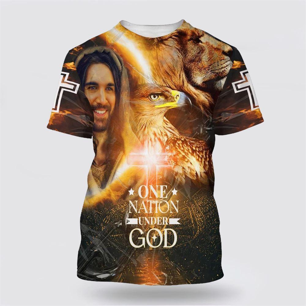Jesus Laugh One Nation Under God All Over Print 3D T Shirt – Gifts For Christian Friends