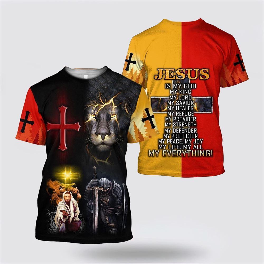 Jesus Lion And Knight Templar Jesus All Over Print 3D T Shirt – Gifts For Christian Friends