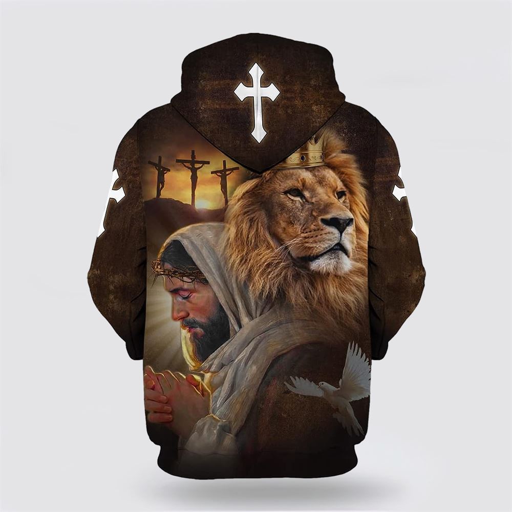 Jesus Lion Dove  All Over Print Hoodie Shirt – Gifts For Christian Families