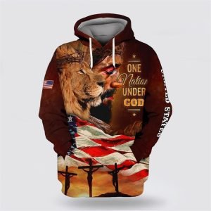 Jesus Lion Face American Flag All Over&hellip;
