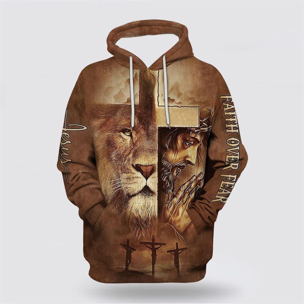 Jesus Lion Faith Over Fear All Over Print 3D Hoodie – Gifts For Christian Families Jesus Lion Faith Over Fear All Over Print 3D Hoodie – Gifts For Christian Families