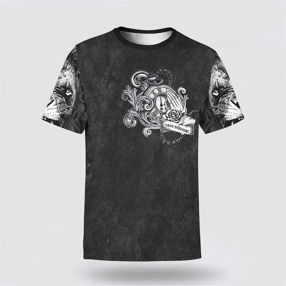Jesus Lion Tattoo No Longer A Slave To Fear All Over Print 3D T Shirt – Gifts For Christian Friends