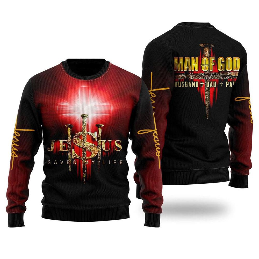 Jesus Man Of God Ugly Christmas Sweater For Men & Women – Gifts For Christians