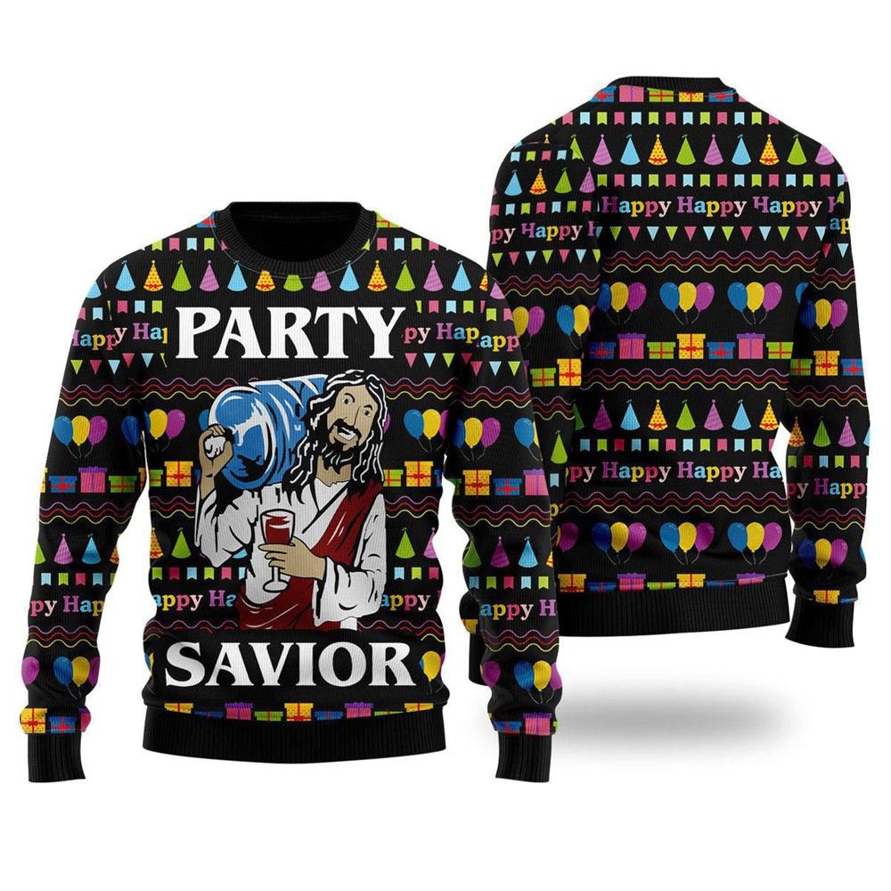 Jesus Party Ugly Christmas Sweater For Men & Women Adult – Gifts For Christians