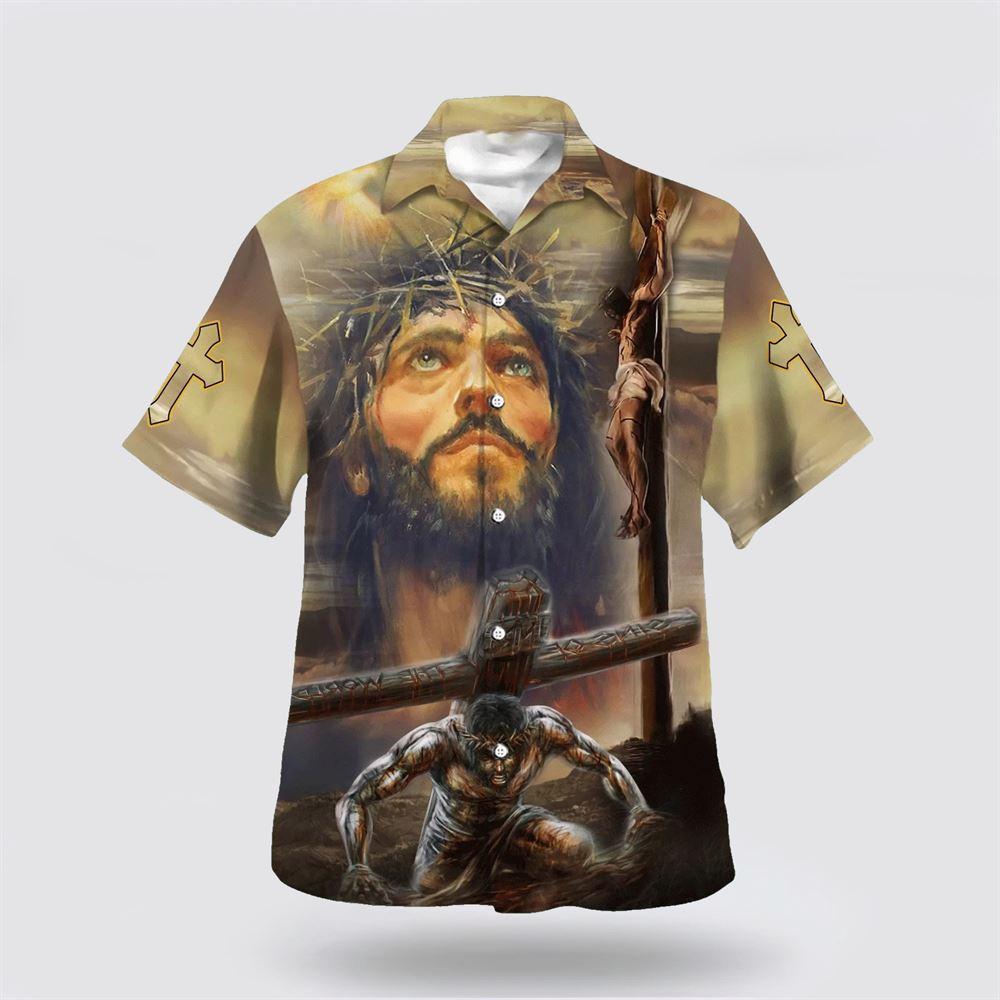 Jesus Portrait Crucifixion Of Jesus Hawaiian Shirts – Gifts For Jesus Lovers