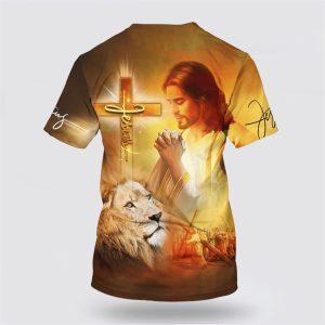 Jesus Pray And The Lion All Over Print 3D T Shirt Gifts For Christian Friends 2 mixmmi.jpg
