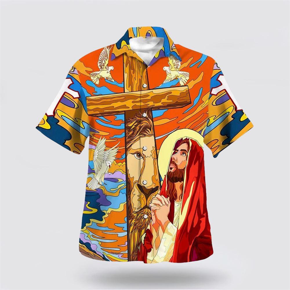 Jesus Prayer Lion Cross Hawaiian Shirts For Men – Gifts For Jesus Lovers Jesus Prayer Lion Cross Hawaiian Shirts For Men – Gifts For Jesus Lovers