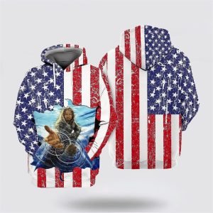 Jesus Reaching Hand American Flag All Over&hellip;