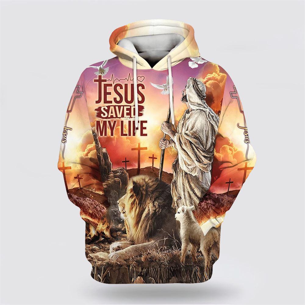 Jesus Saved My Life Hoodie The Lamb And Lion All Over Print 3D Hoodie – Gifts For Christians