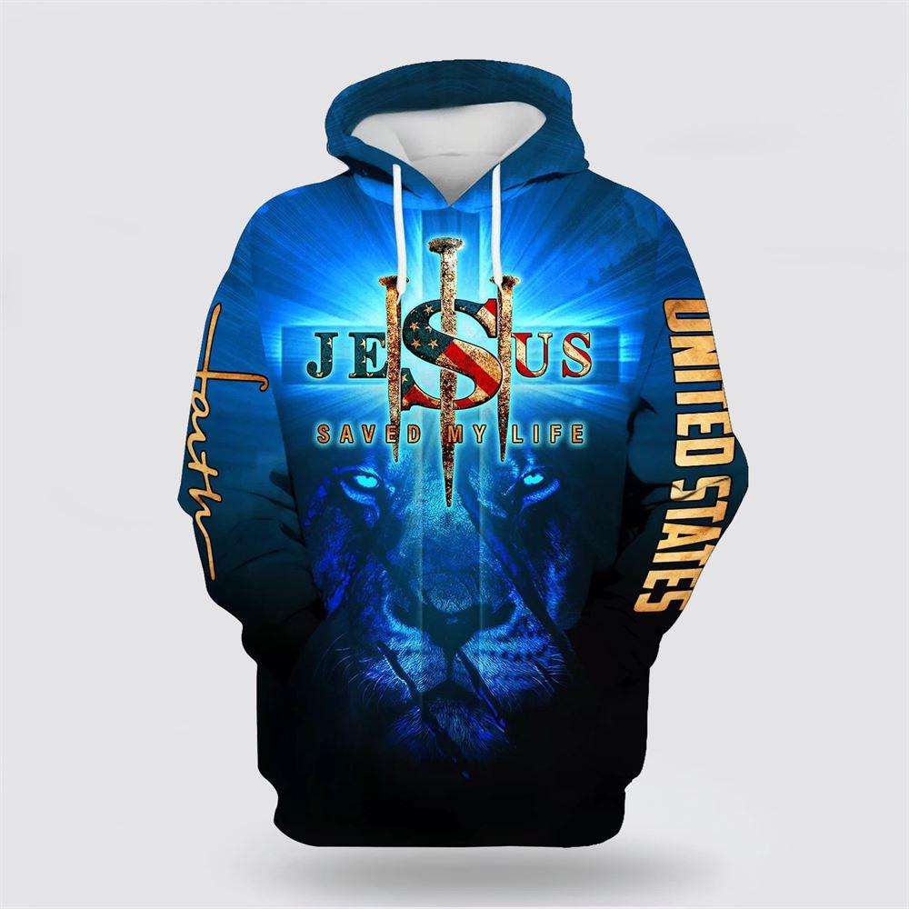 Jesus Saved My Life Lion All Over Print 3D Hoodie – Gifts For Christians