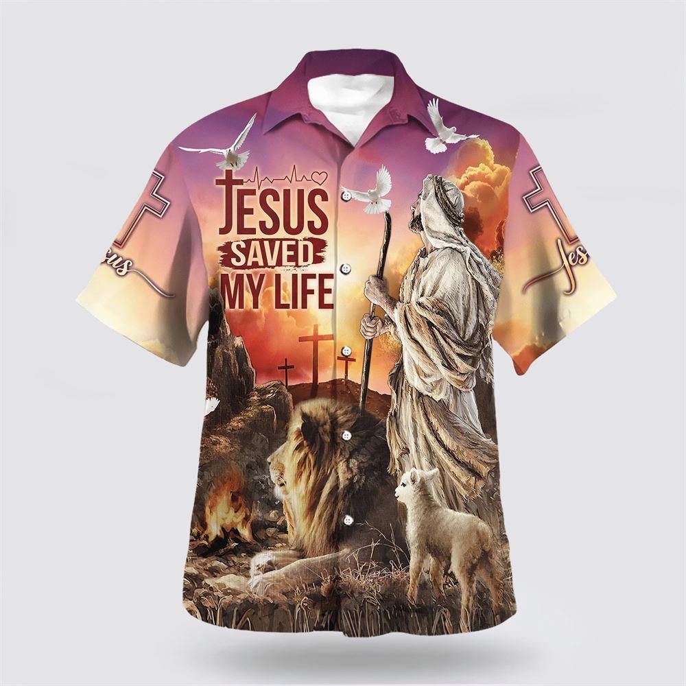 Jesus Saved My Life With The Lamb And Lion Hawaiian Shirt – Gifts For Jesus Lovers