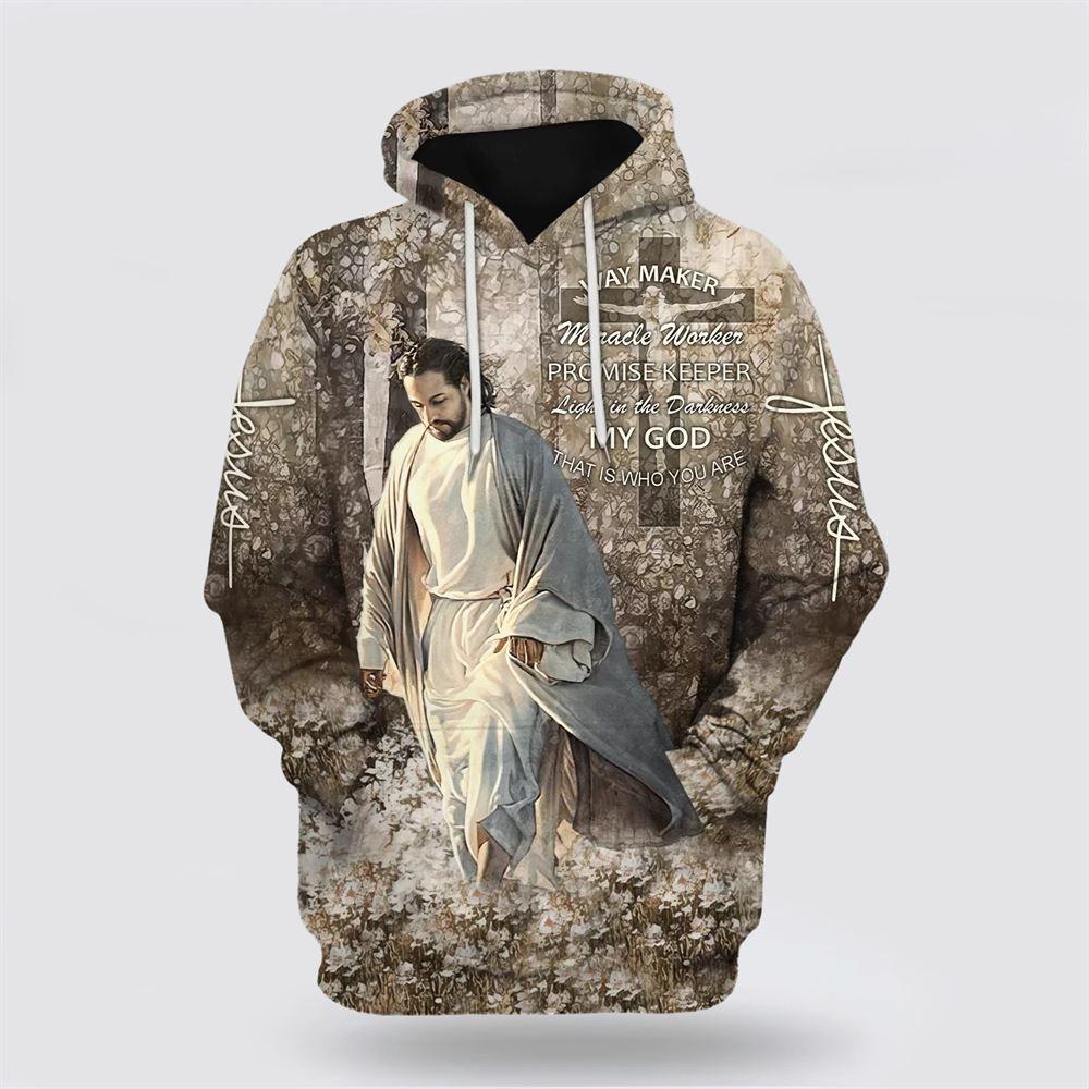 Jesus Walking Through The Fields Way Maker Miracle Worker Jesus All Over Print 3D Hoodie – Gifts For Christians
