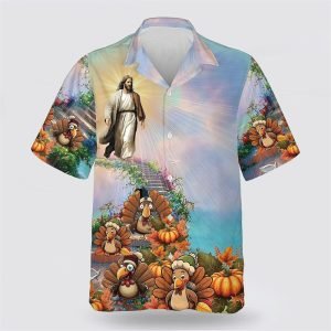 Jesus Walking Turkey And Pumpkin Pattern Hawaiian Shirt Gifts For Christians 2 n7jzyd.jpg