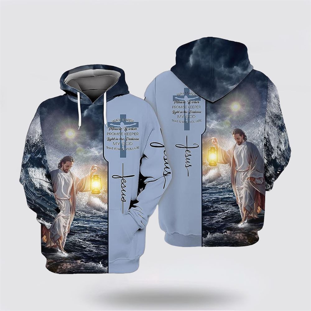 Jesus Way Maker Miracle Worker Promise Keeper All Over Print Hoodie – Gifts For Christian Families
