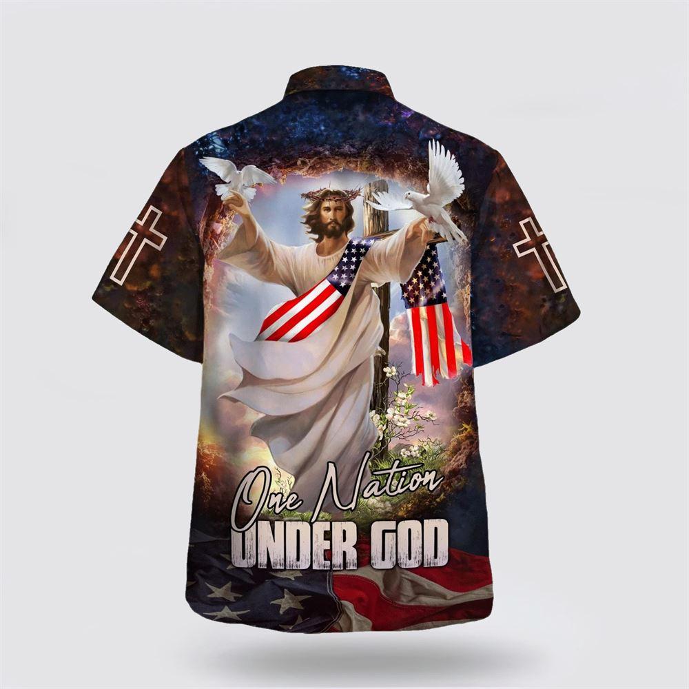 Jesus With His Arms Open Dove One Nation Under God Hawaiian Shirts – Gifts For Jesus Lovers