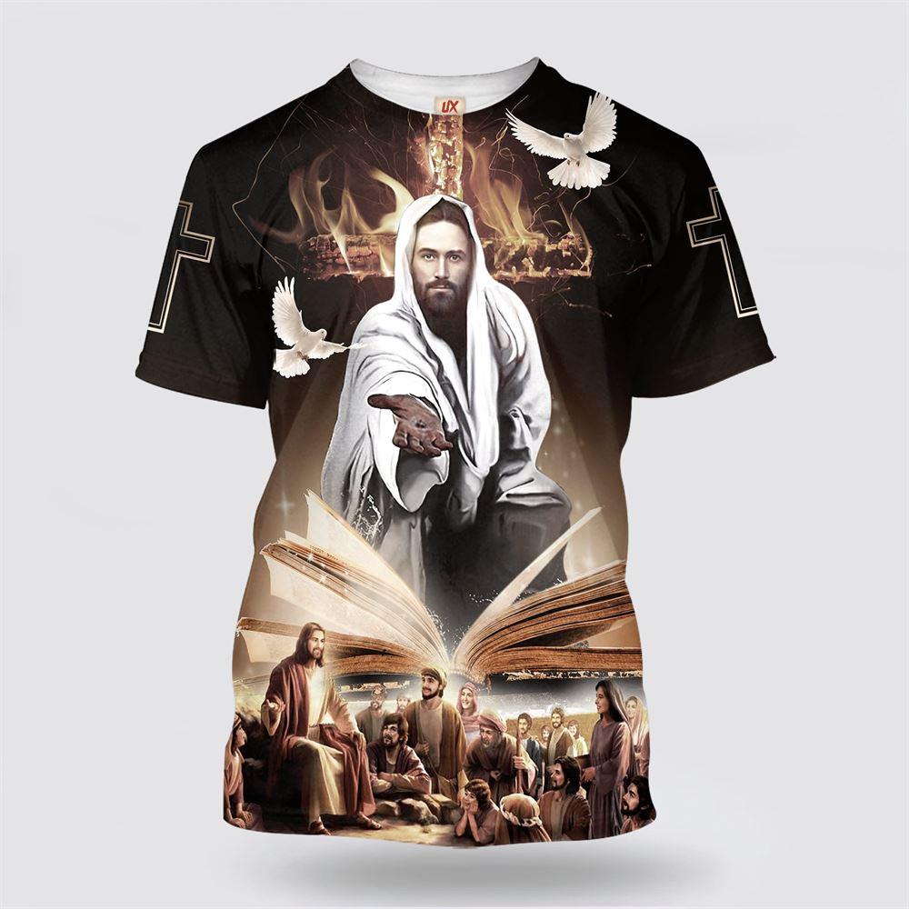 Jesus With His Disciples All Over Print 3D T Shirt – Gifts For Christian Friends Jesus With His Disciples All Over Print 3D T Shirt – Gifts For Christian Friends