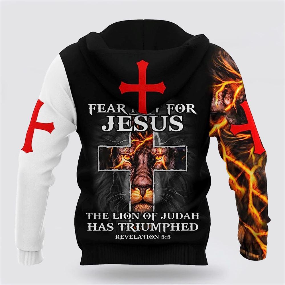 Lightning Lion And Jesus Cross All Over Print 3D Hoodie – Gifts For Christians