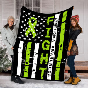 Lymphoma Awareness Fight Usa Flag Fleece Throw&hellip;