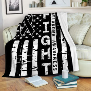Melanoma Awareness Fight Usa Flag Fleece Throw&hellip;