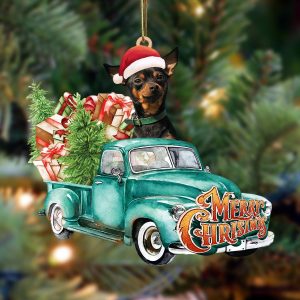 Miniature Pinscher Green Truck Hanging Christmas Plastic&hellip;