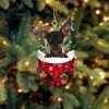 Miniature Pinscher In Snow Pocket Christmas Ornament – Funny Ornament – Flat Acrylic Dog Ornament